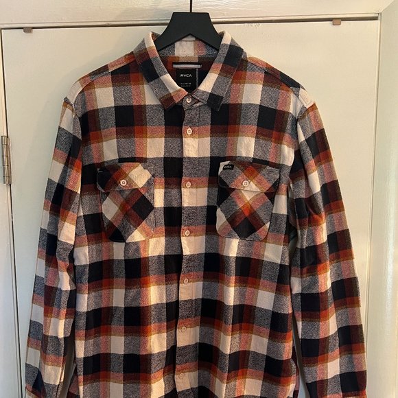 RVCA Other - RVCA Men's Long Sleeve Flannel Button-Down Shirt Size XL Regular Fit Blue/Red